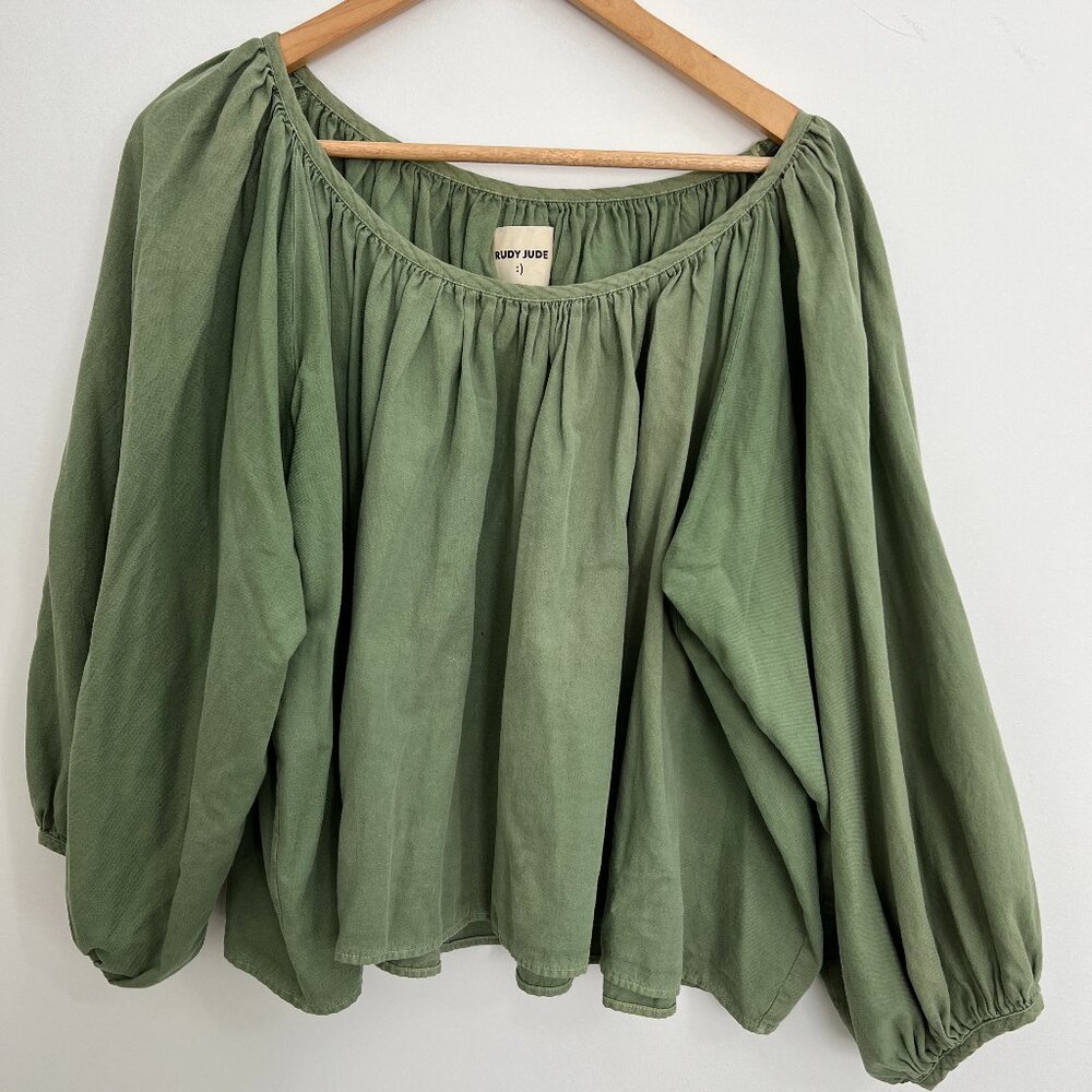 EUC Rudy Jude gather blouse in green bean, size small